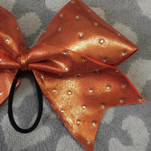 Orange rhinestone cheer bow - Picture 2 of 3